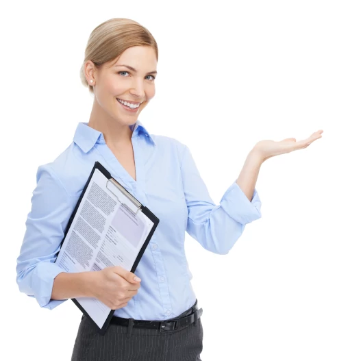 A friendly Choice Cleaning Plus professional presenting with a welcoming gesture