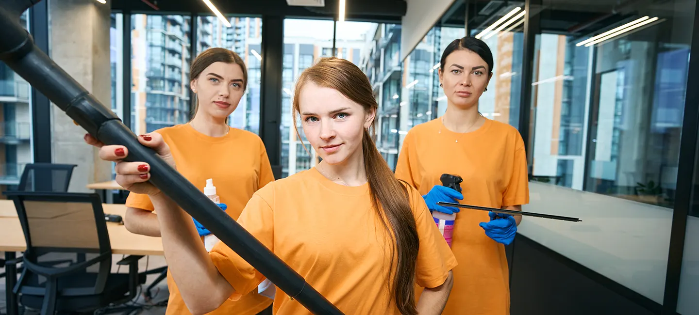 Two Choice Cleaning Plus cleaners deep cleaning a kitchen during a move