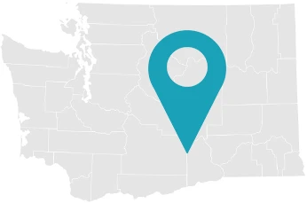 Map of Washington state highlighting the Choice Cleaning Plus service area around Spokane