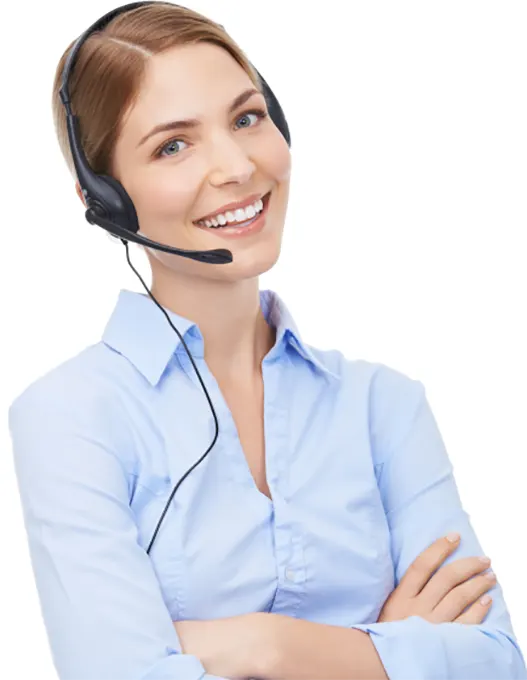A friendly Choice Cleaning Plus support representative wearing a headset